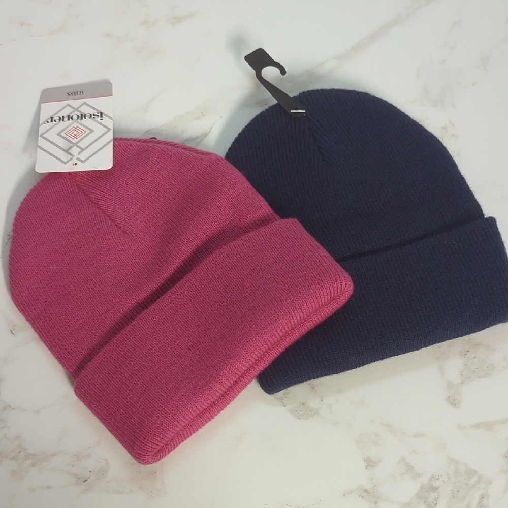 Kids Pink and Blue Beanie Set